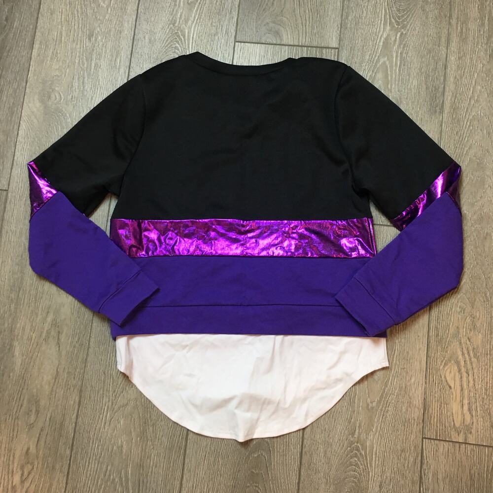 Wiseman hoodie pullover top Sweatshirt purple fabric black Dance Top